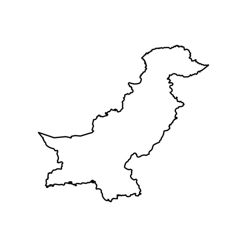 isolated simplified illustration icon with black line silhouette of Pakistan map. White background vector