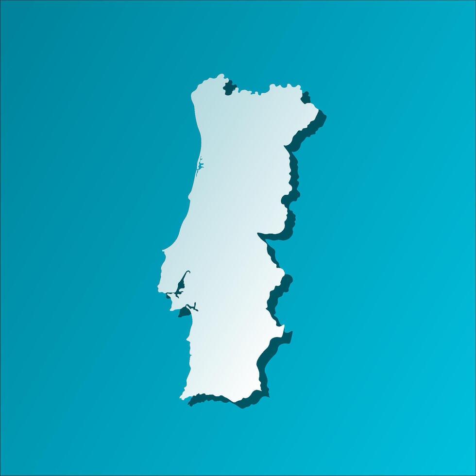 isolated simplified illustration icon with blue silhouette of Portugal map. Dark blue background vector