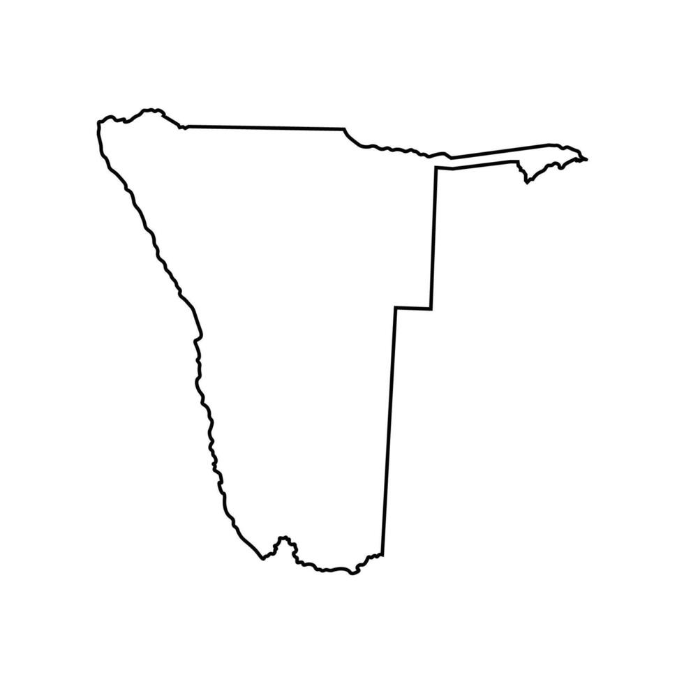 isolated simplified illustration icon with black line silhouette of Namibia map. White background vector