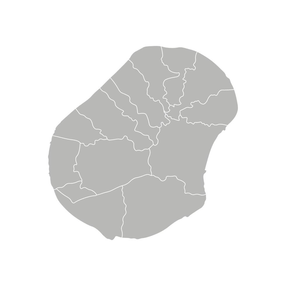 isolated illustration of simplified administrative map of Nauru. Borders of the districts, regions. Grey silhouettes. White outline vector