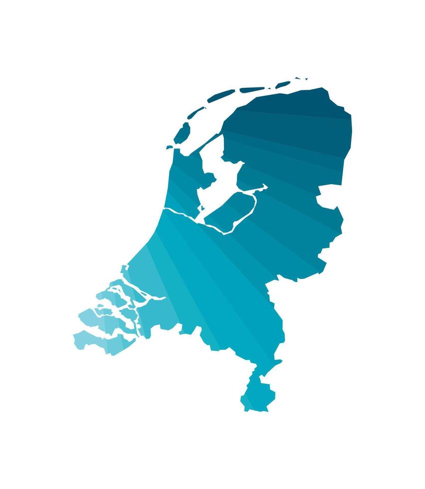 isolated illustration icon with simplified blue silhouette of The Netherlands map. Polygonal geometric style. White background vector