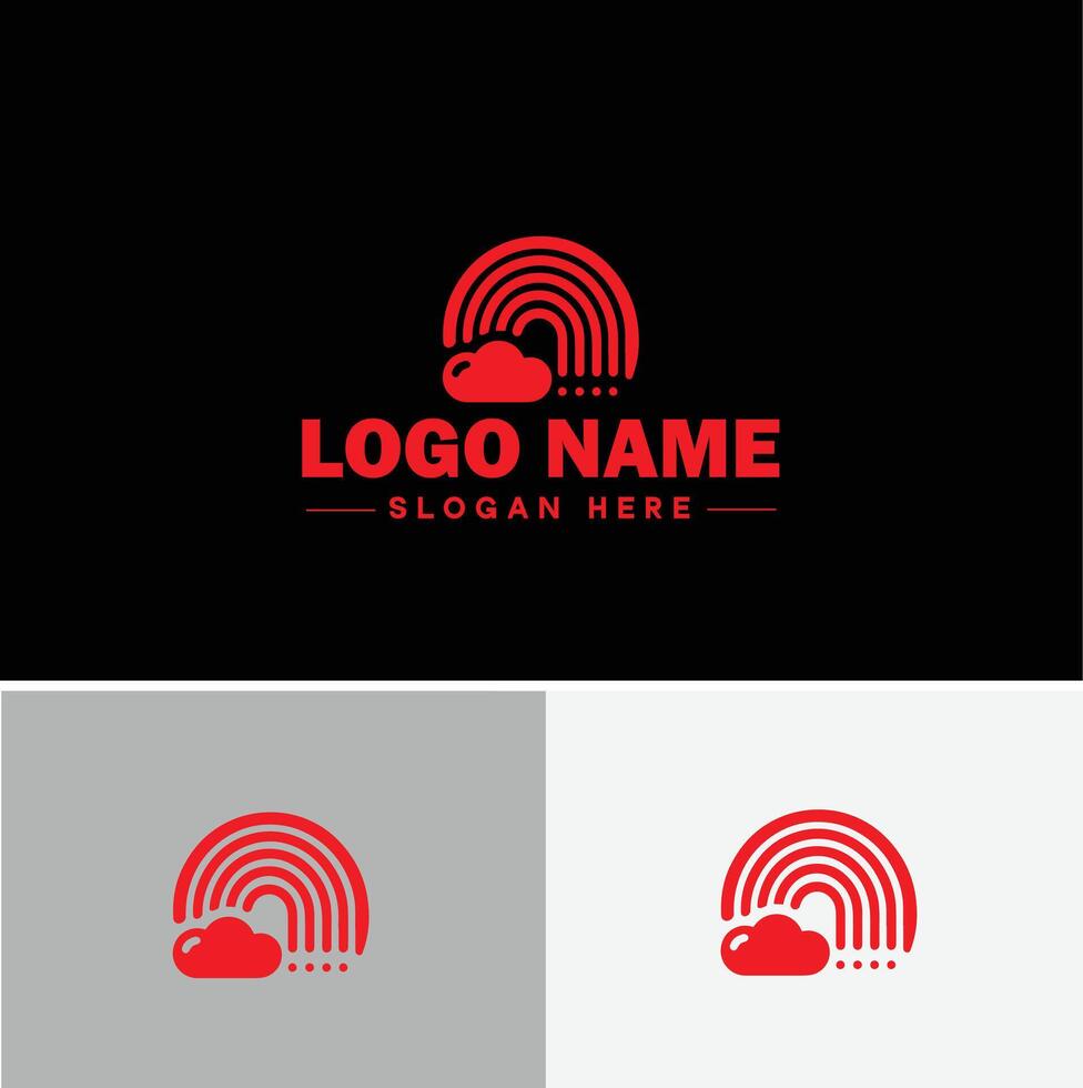 Rainbow logo icon for business app icon cloud natural silhouette rainbow logo template vector