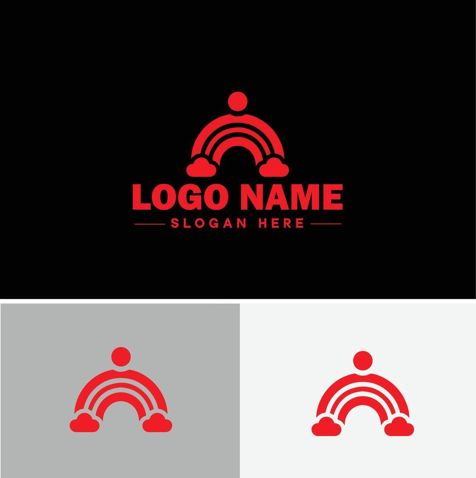 Rainbow logo icon for business app icon cloud natural silhouette rainbow logo template vector