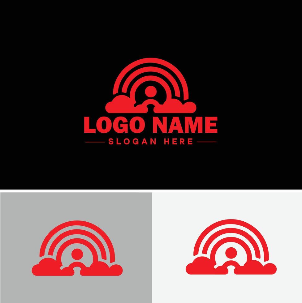 Rainbow logo icon for business app icon cloud natural silhouette rainbow logo template vector