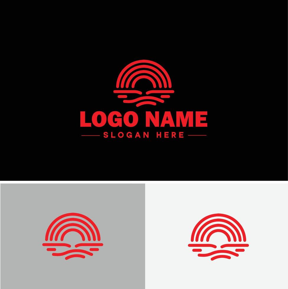 Rainbow logo icon for business app icon cloud natural silhouette rainbow logo template vector