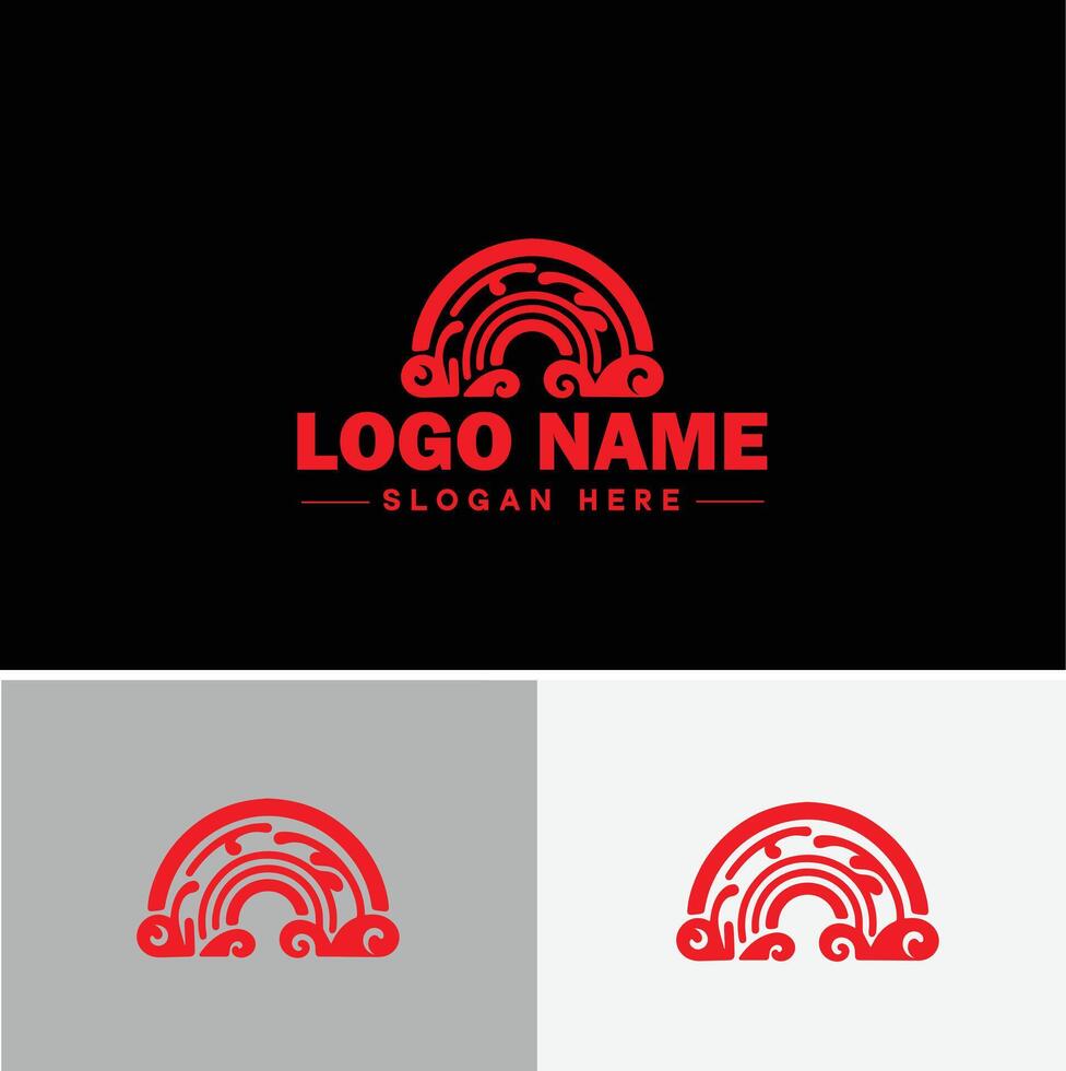 Rainbow logo icon for business app icon cloud natural silhouette rainbow logo template vector