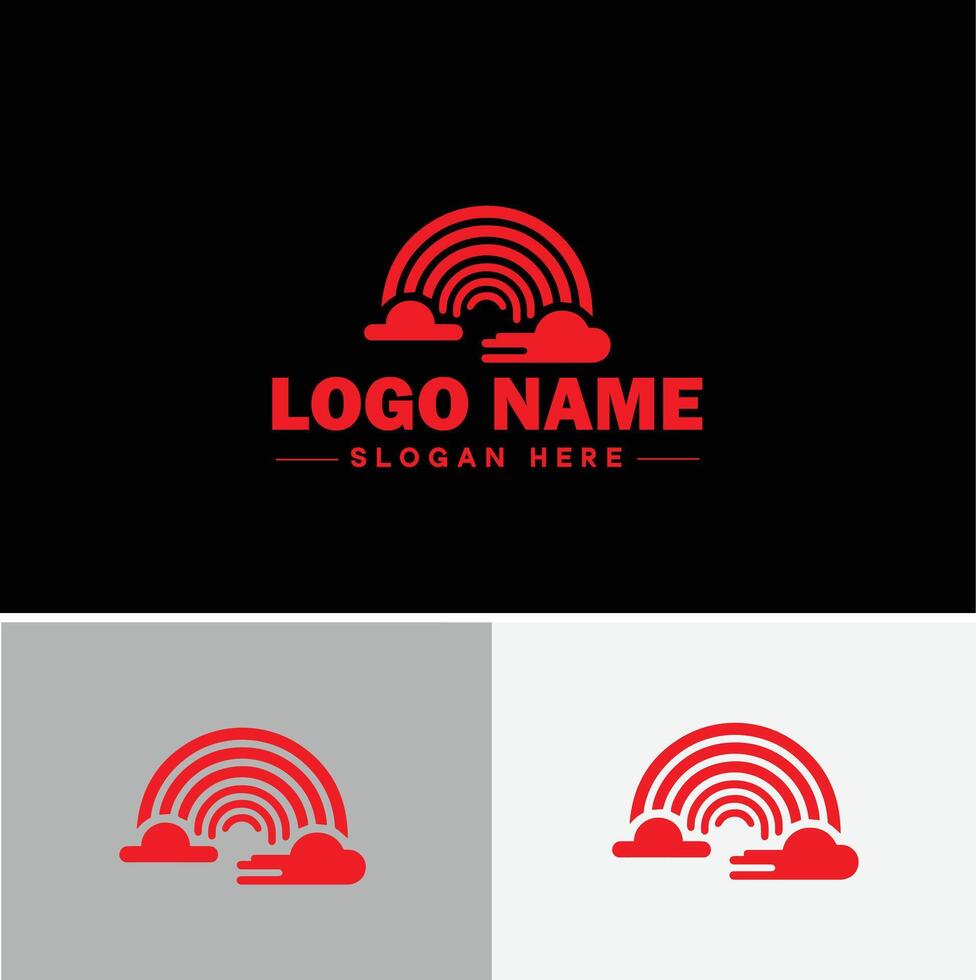Rainbow logo icon for business app icon cloud natural silhouette rainbow logo template vector