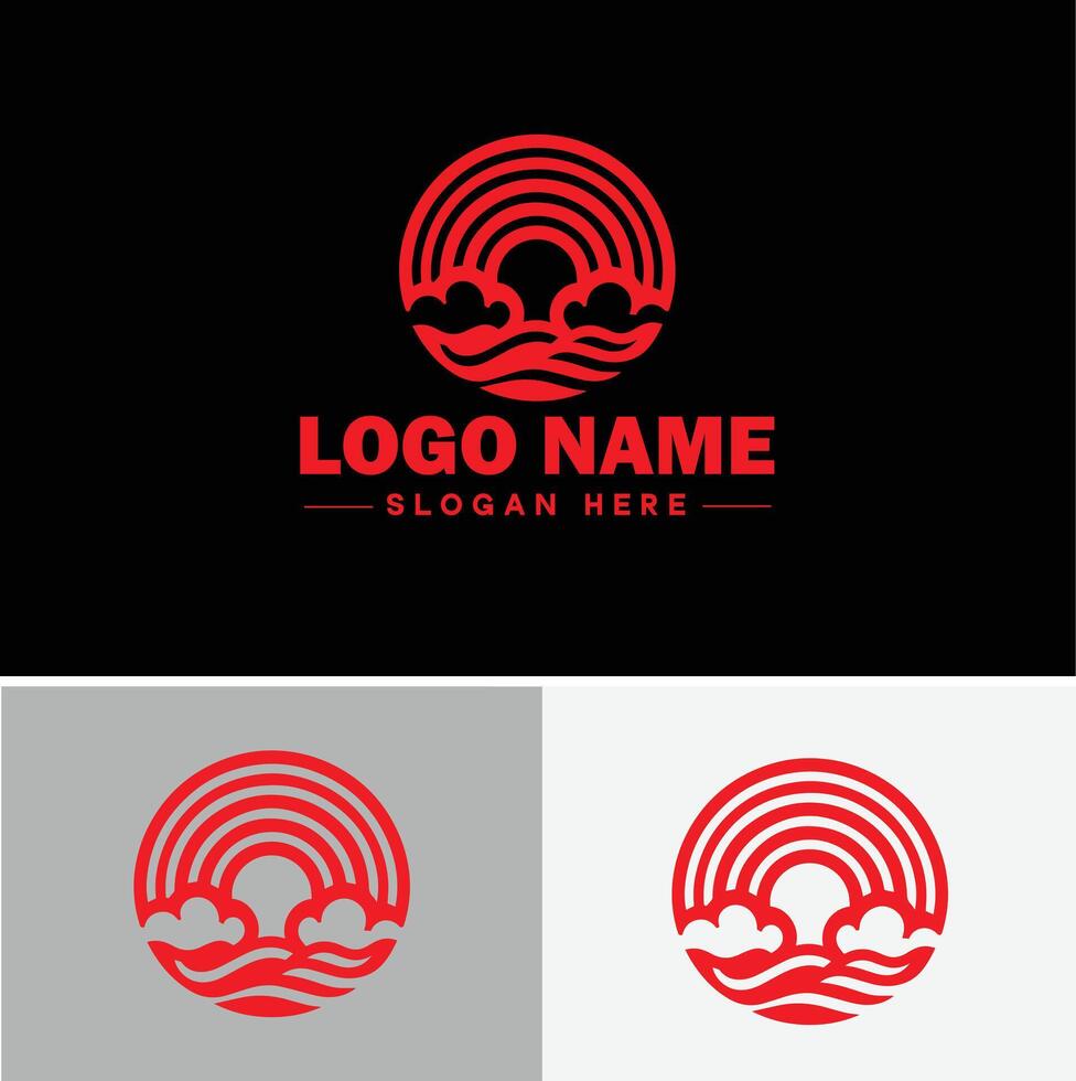 Rainbow logo icon for business app icon cloud natural silhouette rainbow logo template vector