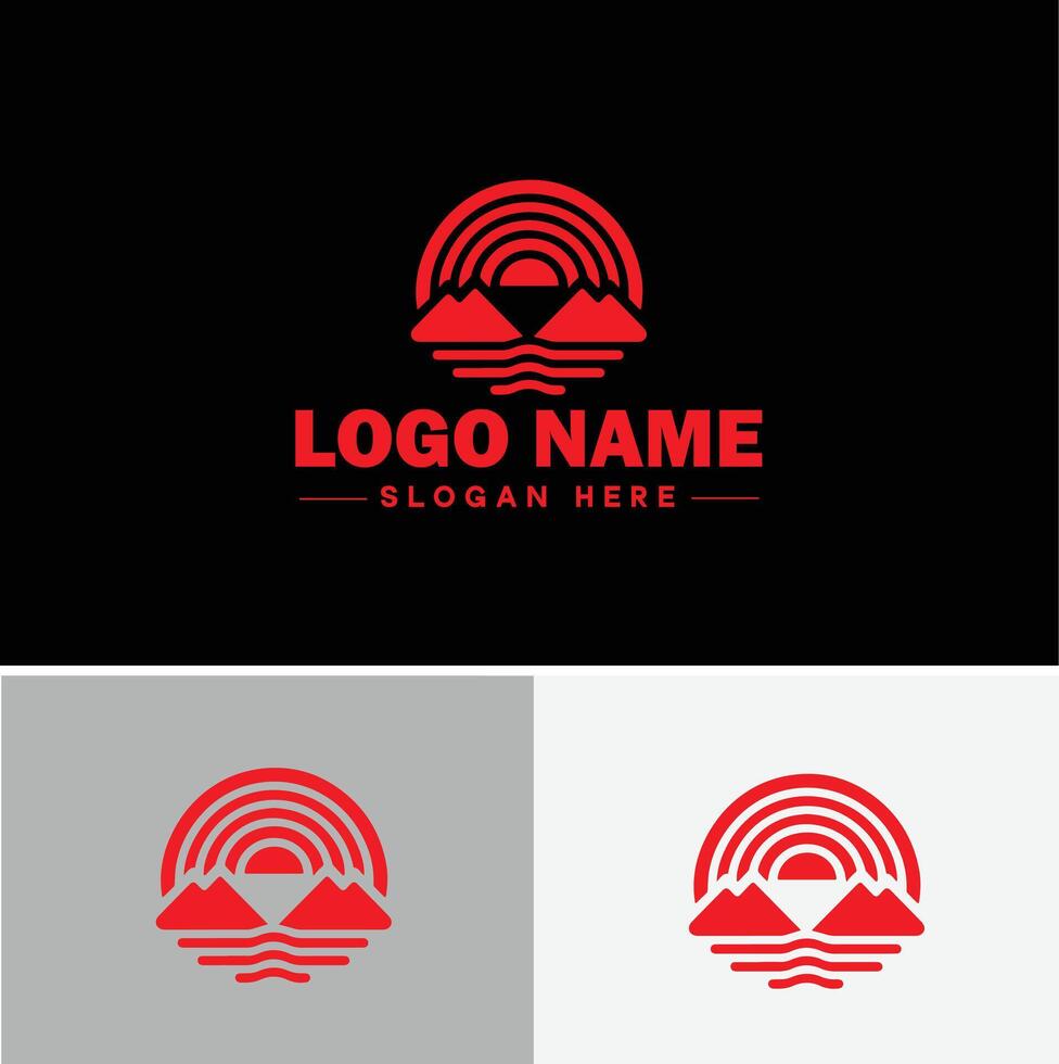 Rainbow logo icon for business app icon cloud natural silhouette rainbow logo template vector