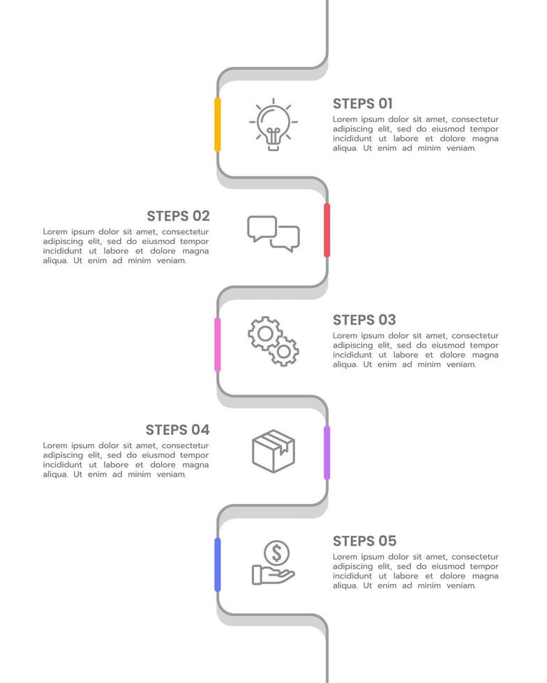Vertical Infographic thin line design. 5 event to business success. Presentation, Marketing, Banner Brochure and Planning. vector