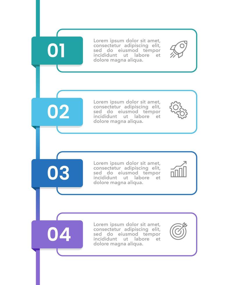 Vertical Infographic 4 Steps to Success. Business presentation, Timeline, Planning, and Strategy. vector