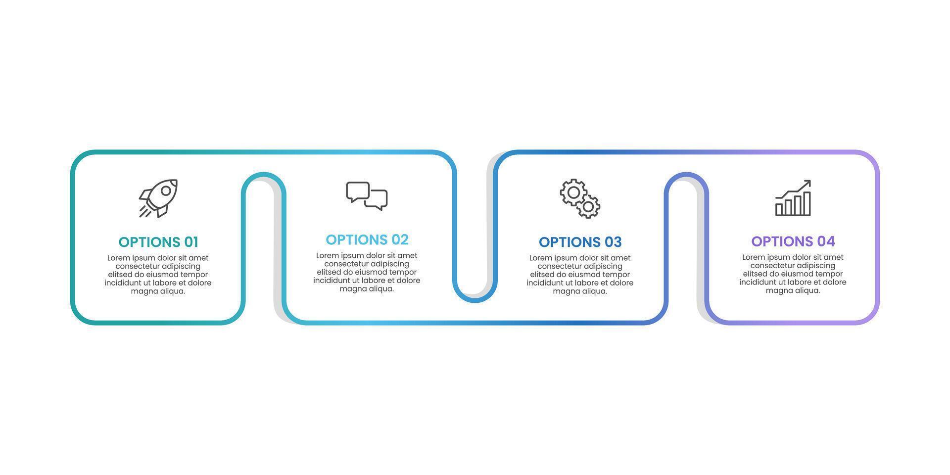 4 Steps infographic colorful line design template. Business presentation, Timeline, Milestone, Planning and Annual report. vector