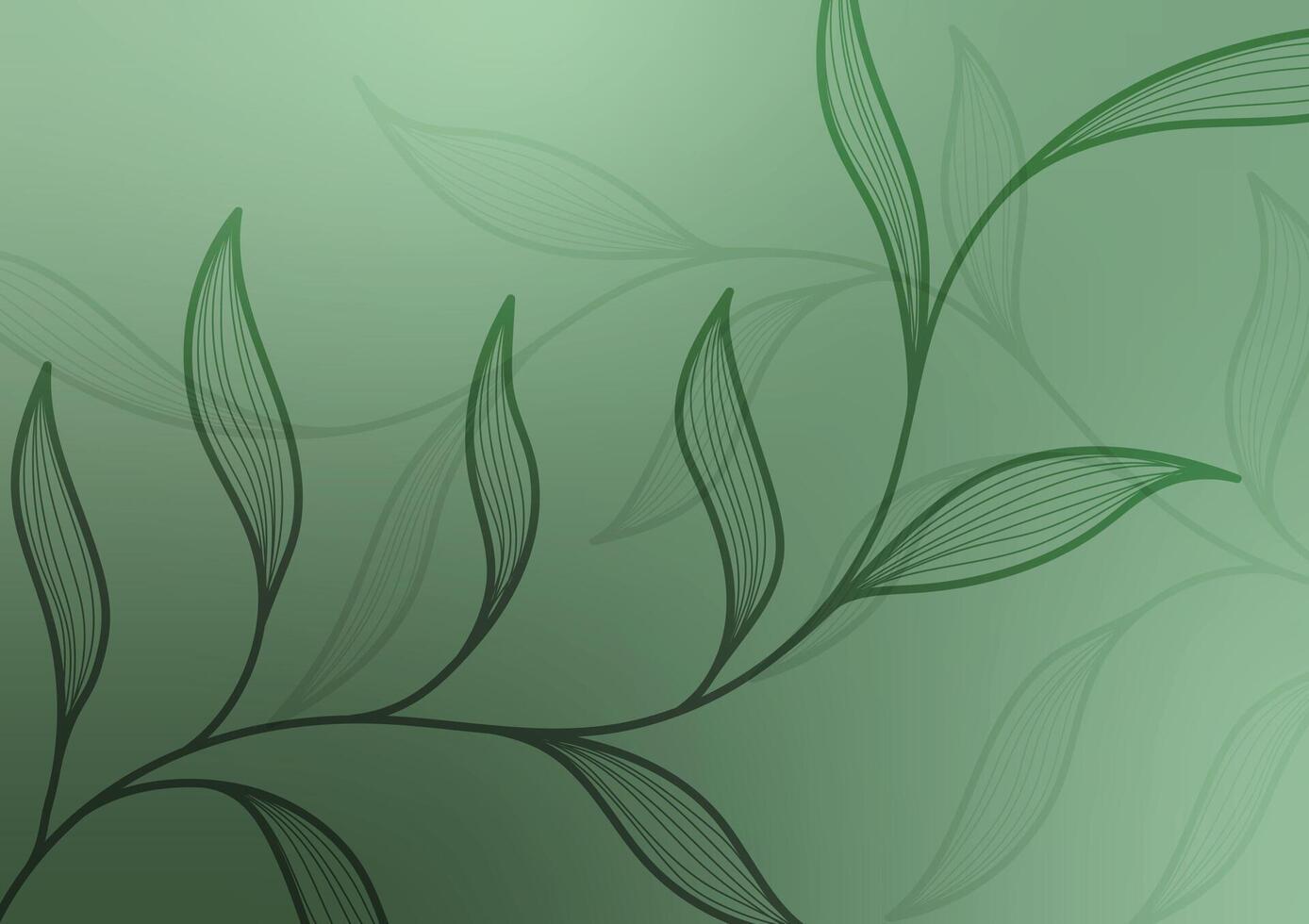 Leaf green art soft line curve natural background vector
