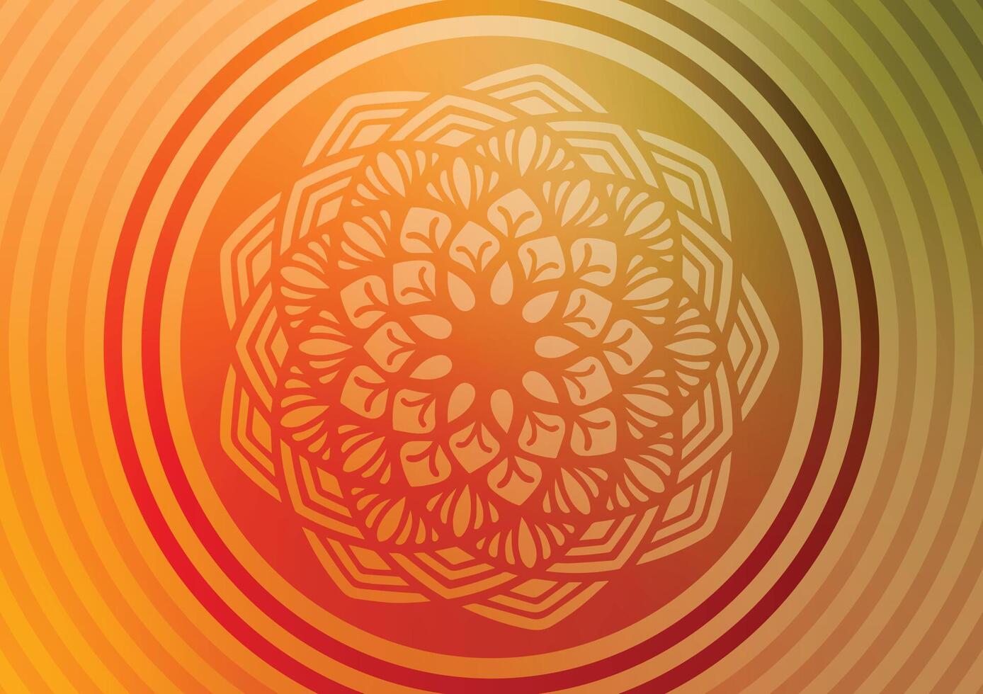 Mandala orange center circle pattern background vector