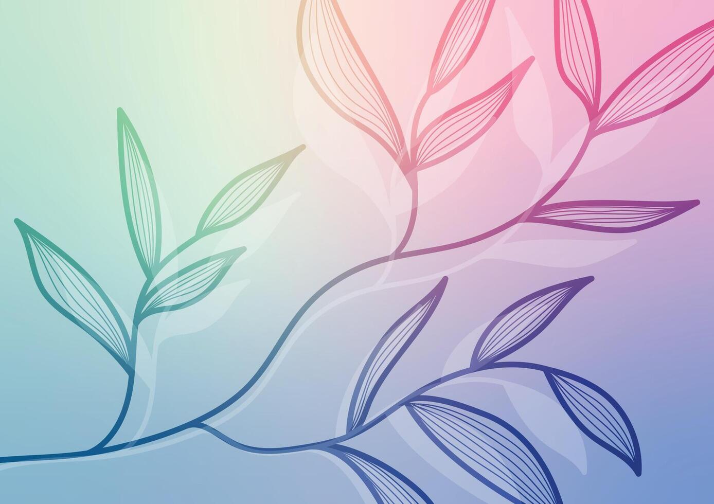 Soft pastel natural tropical leaf art background vector