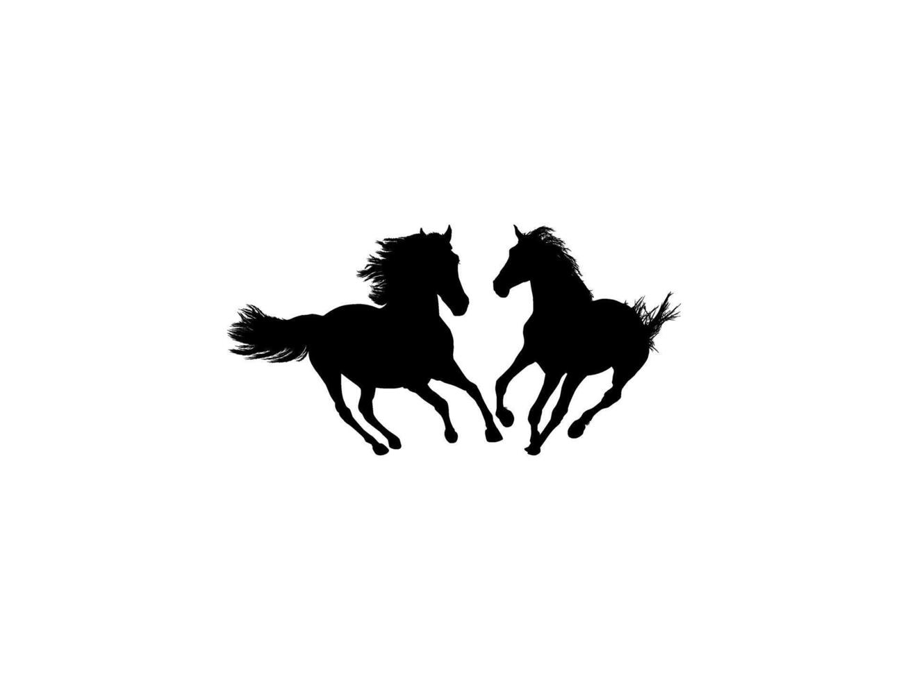 Pair Horse Silhouette, flat style, can use for Logo Gram, Art Illustration, Emblem, Pictogram, Apps, Website or Graphic Design Element vector