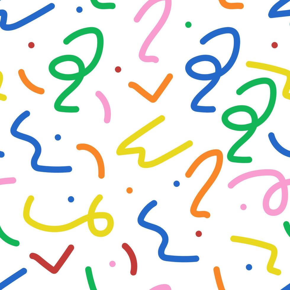 Colorful line doodle seamless pattern. Creative minimalist style art background texture for children or trendy design with colorful lines and dots vector