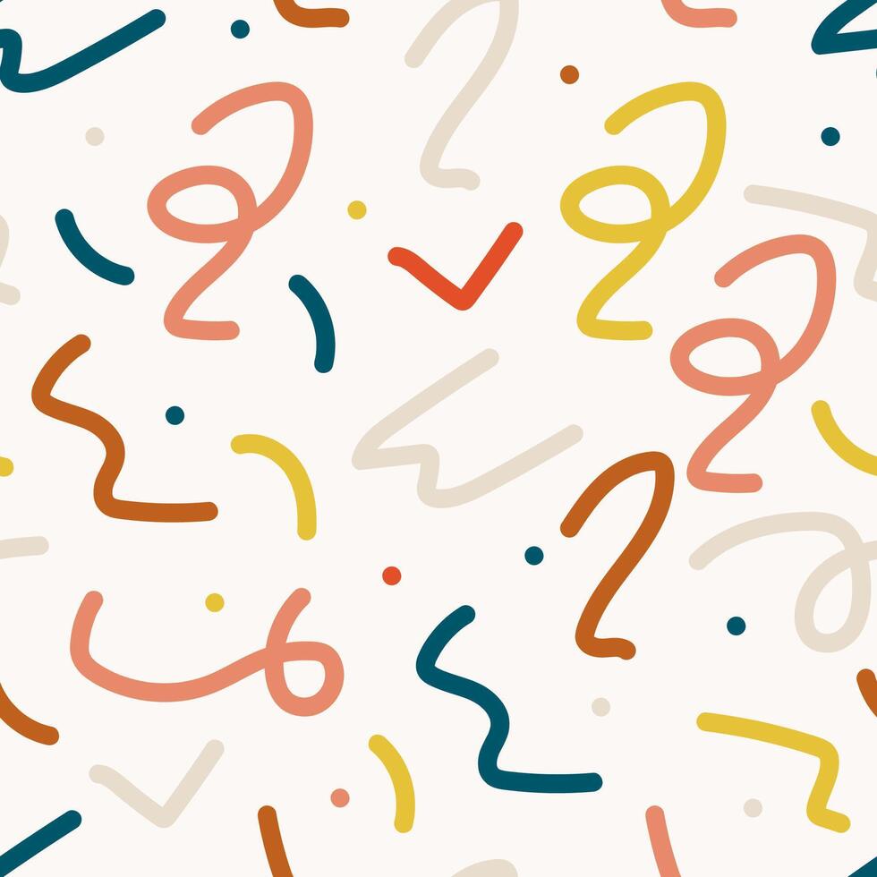 Colorful line doodle seamless pattern. Creative minimalist style art background texture for children or trendy design with colorful lines and dots vector