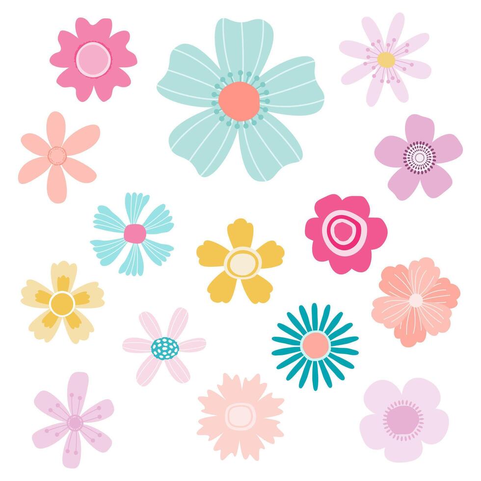 Set of hand drawn floral illustrations vector