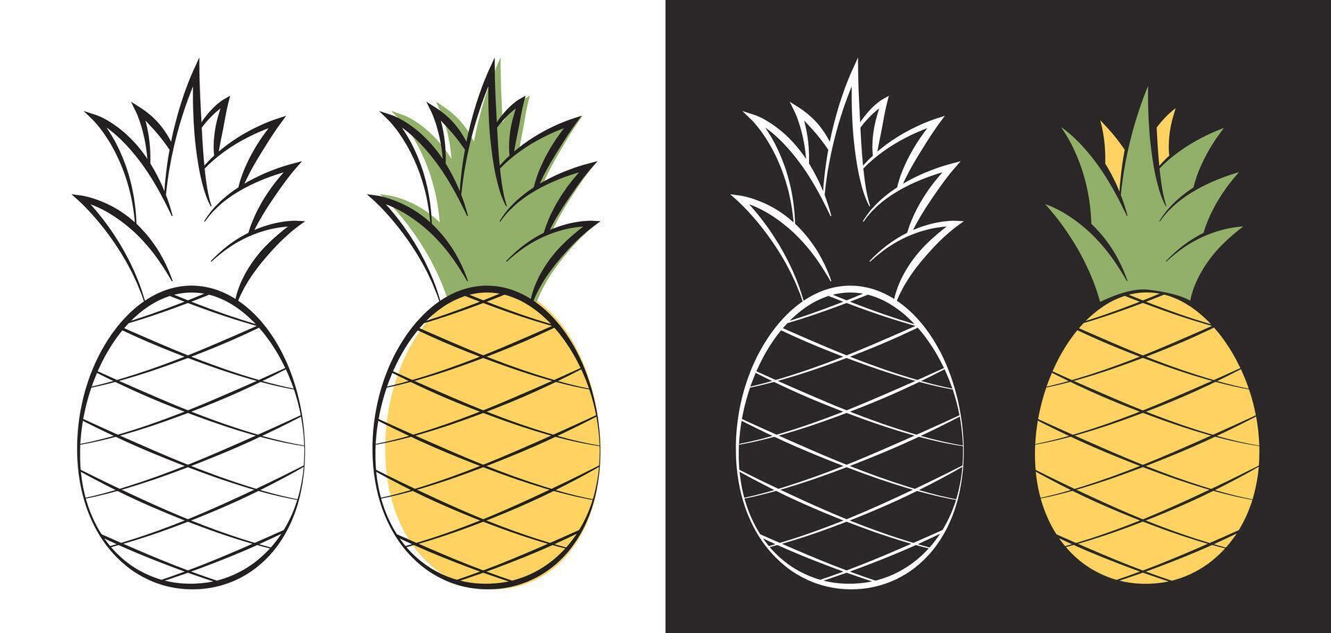 Modern illustration of pineapple tropical fruit vector