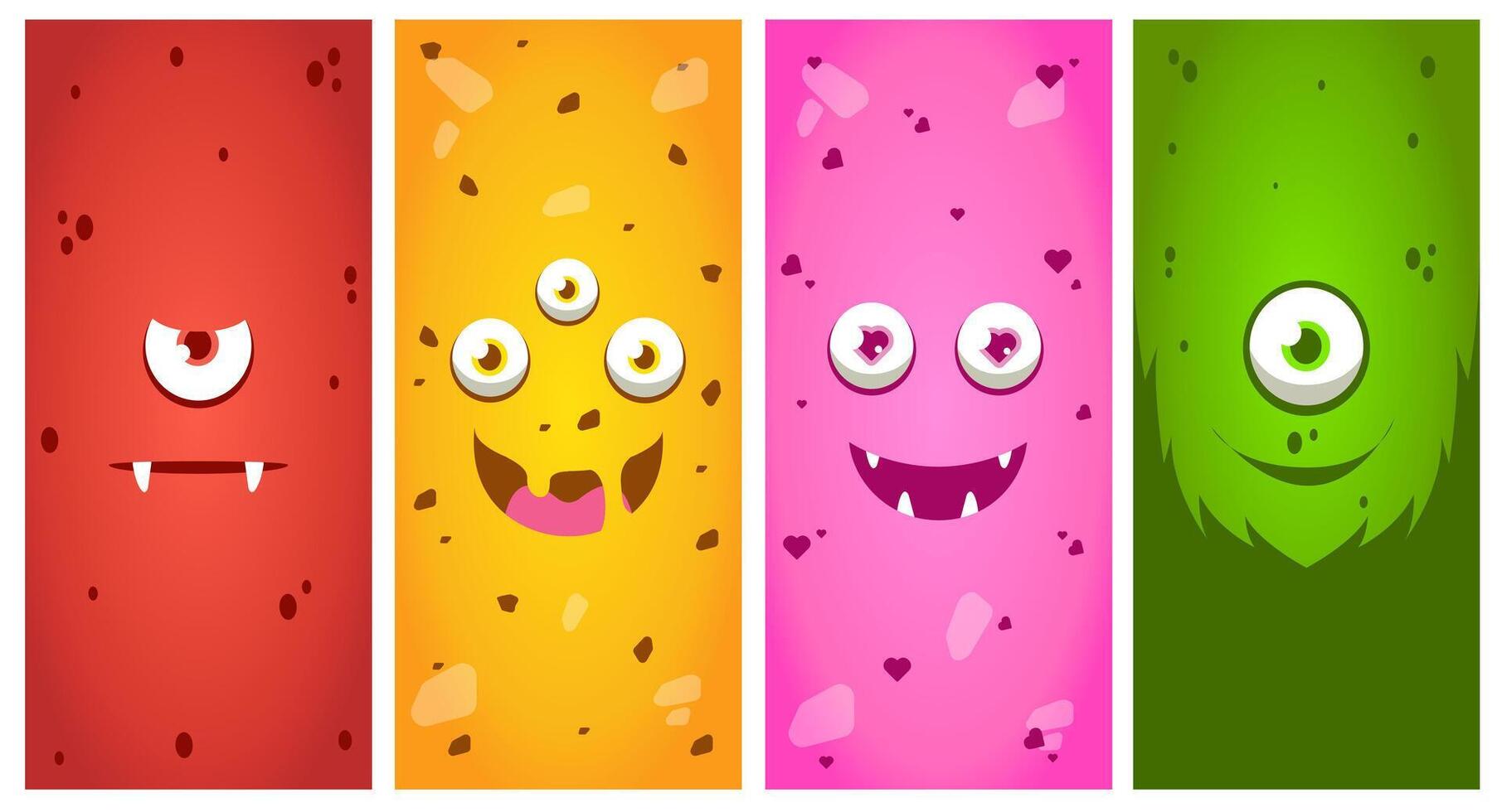 monster face wallpaper set with various faces vector