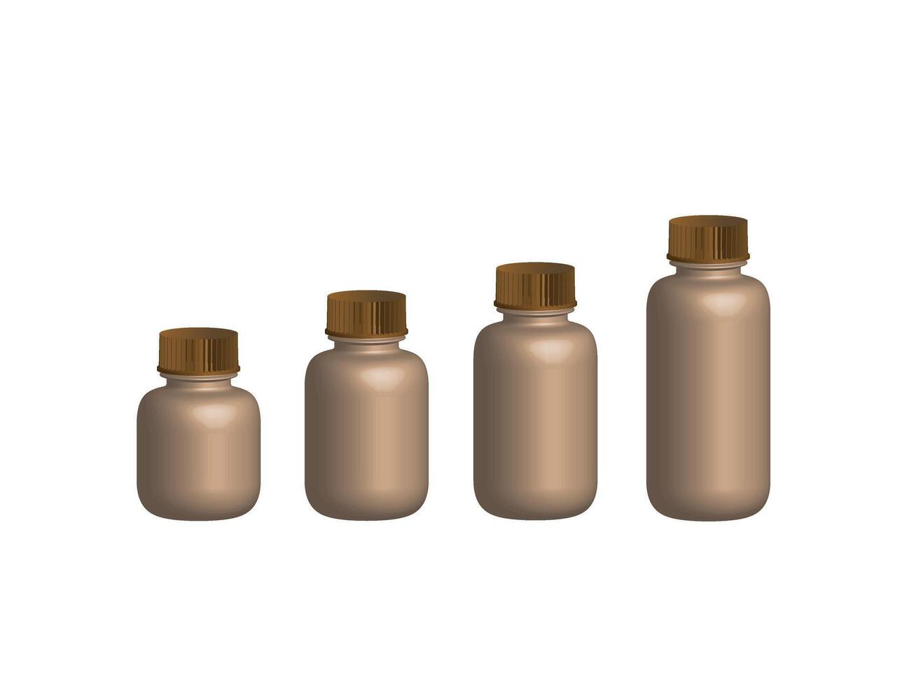 Bottles with a ribbed cap. 3D visualization. Can be used to create presentations, packaging and product visualizations, and various packaging layouts. vector