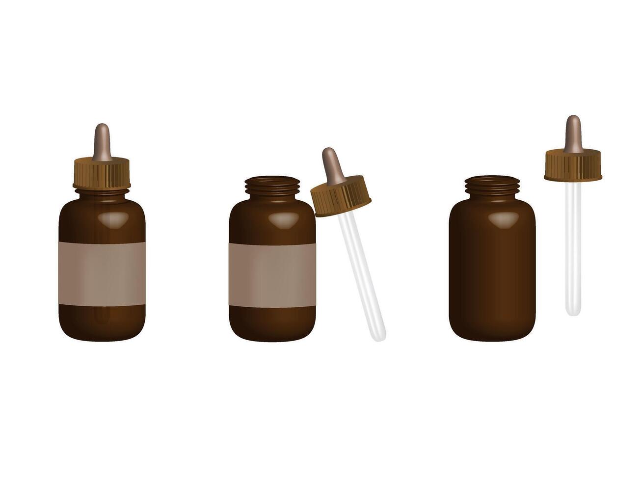 Bottle with pipette. 3D visualization. Can be used to create presentations, visualize packaging and products, and various packaging layouts vector