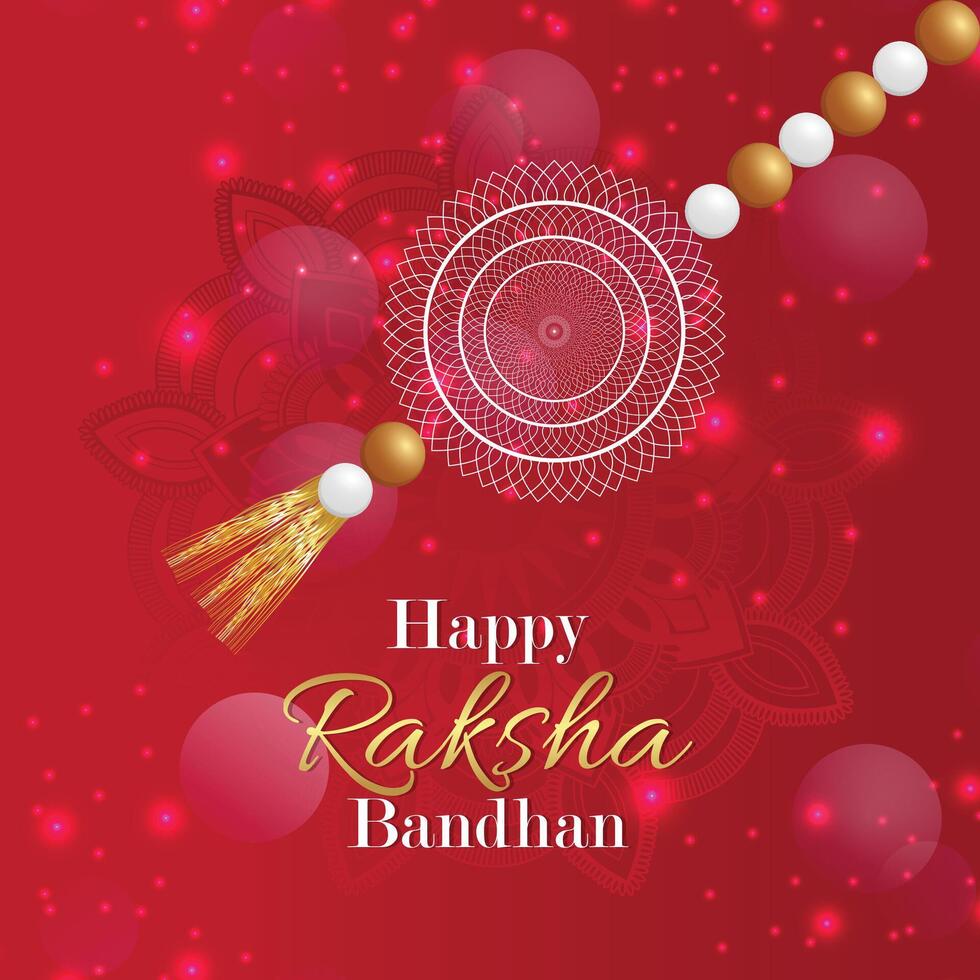 Happy raksha bandhan red background with decorative rakhi vector