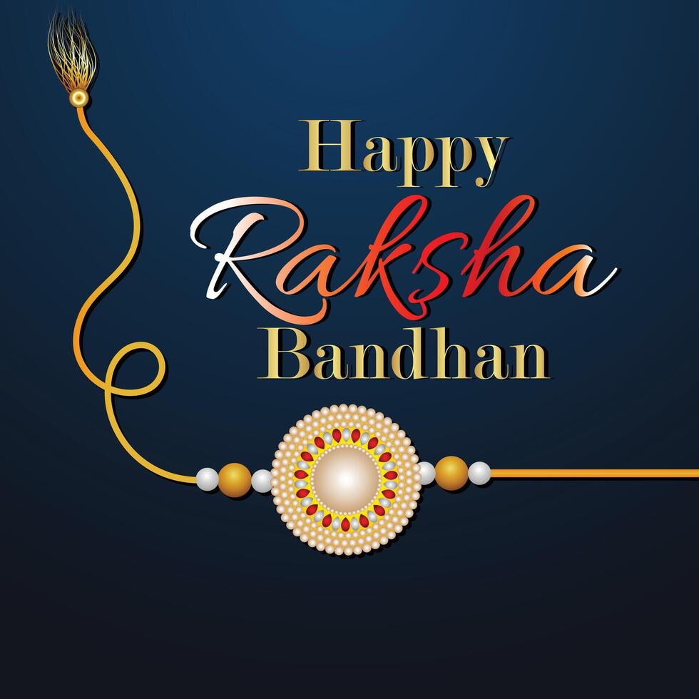 Happy raksha bandhan blue gradient background with decorative rakhi vector