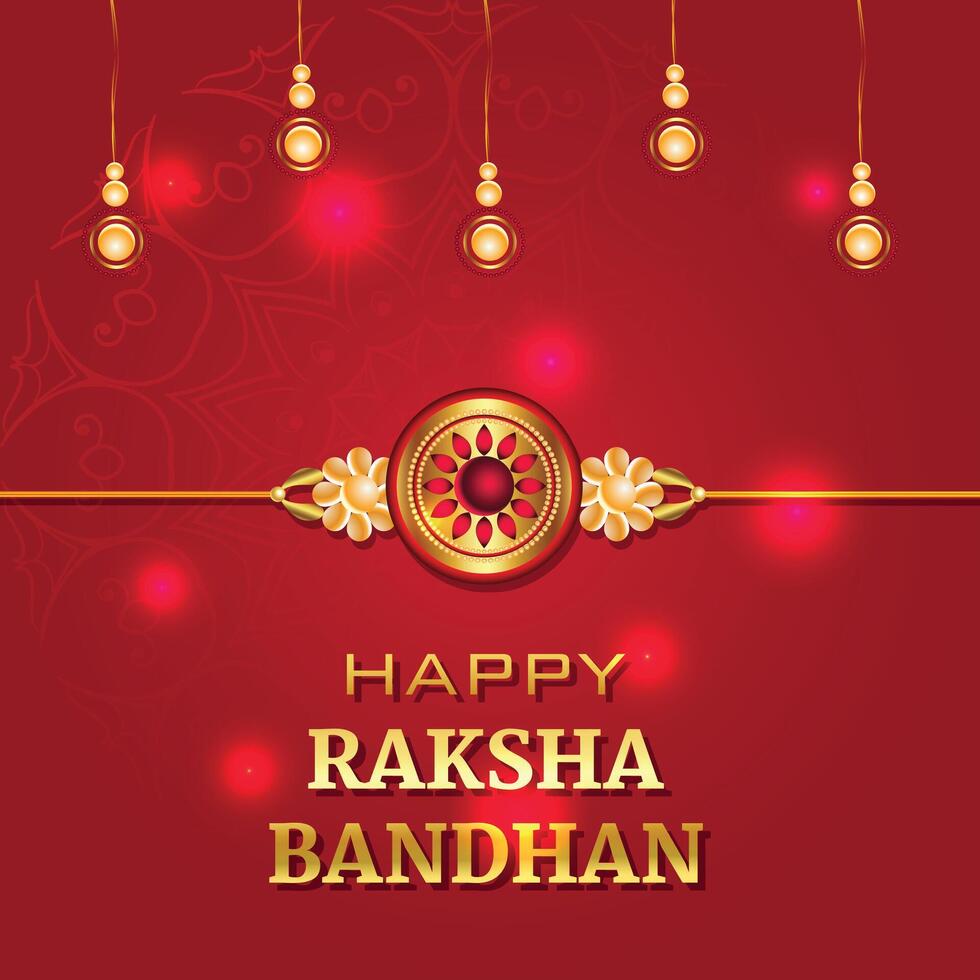 Happy raksha bandhan red background with decorative rakhi vector