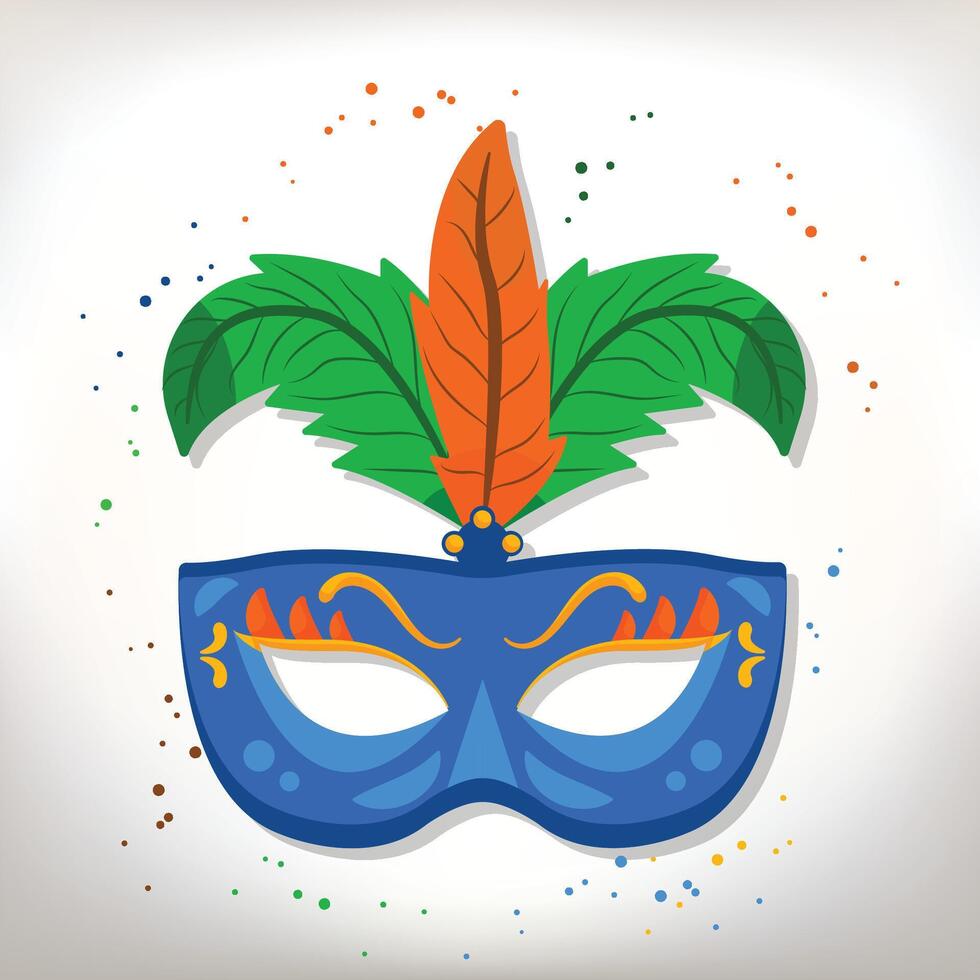 a carnival mask with a feather on it vector
