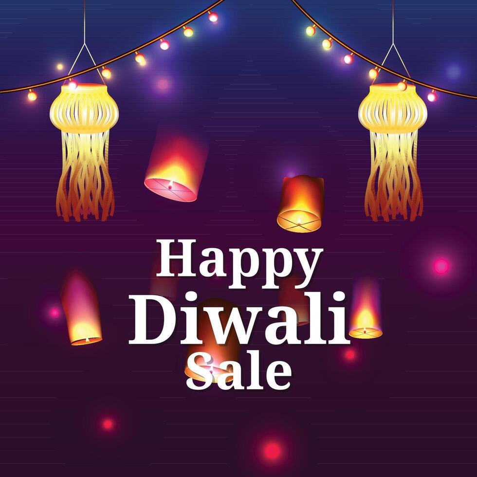 Happy diwali decorative oil lamp festival celebration card background vector