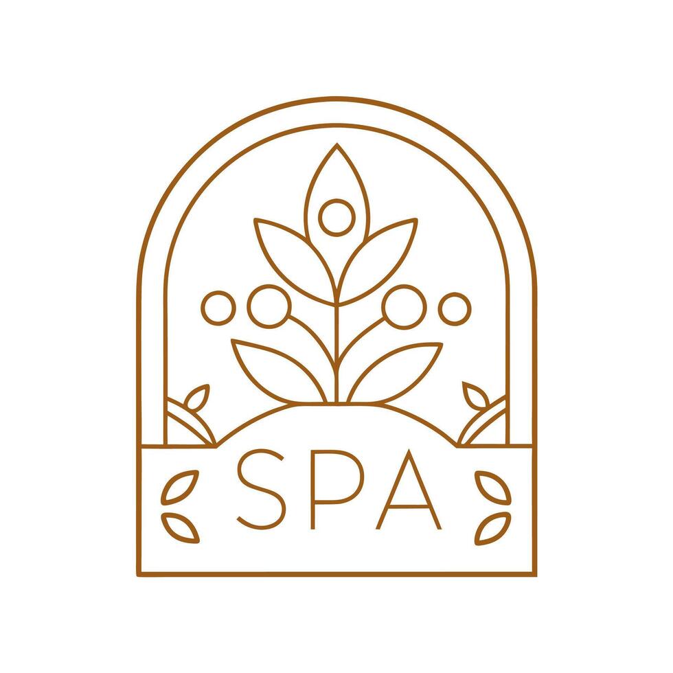 Monoline Logo leaf with positif energy for your SPA logo, meditation logo, relaxation vector