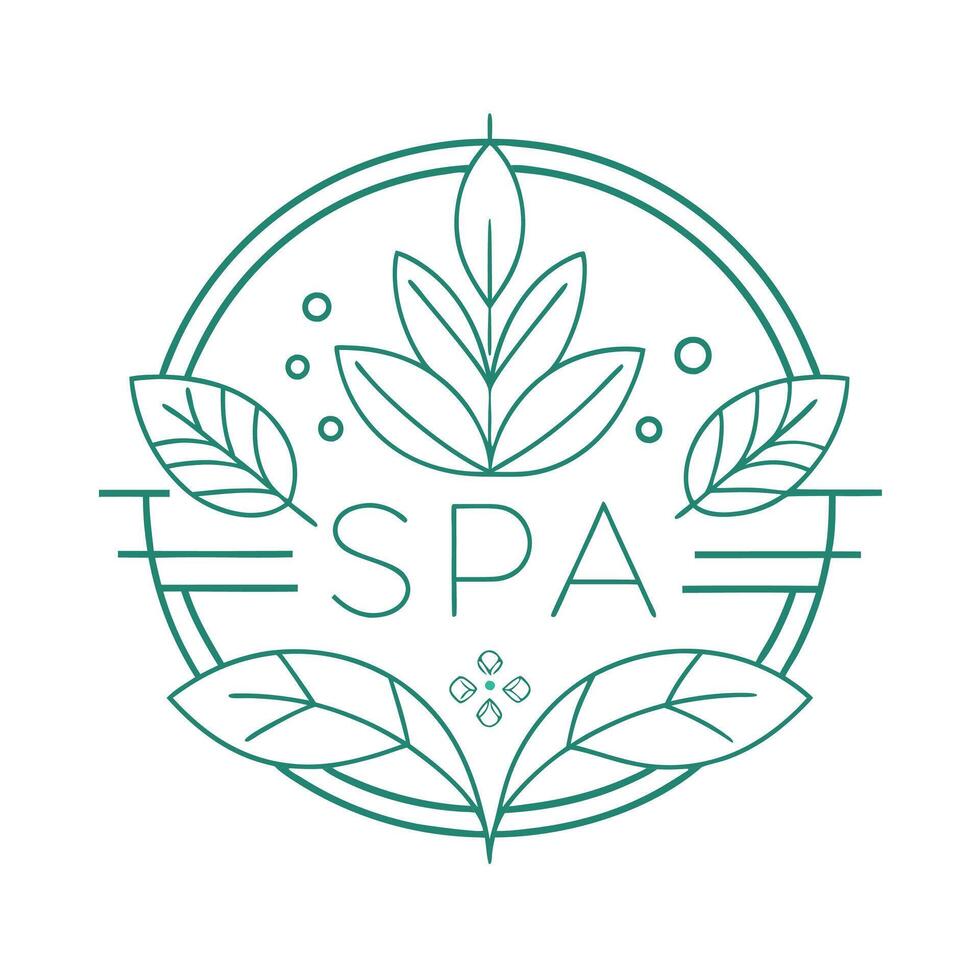 Monoline Logo leaf with positif energy for your SPA logo, meditation logo, relaxation vector