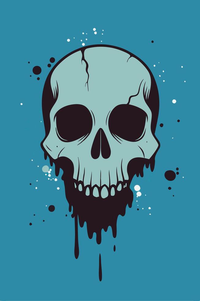 Skull bone with splattered ink dropped for your Tshirt design, apparel design, shoes design, game cover design vector