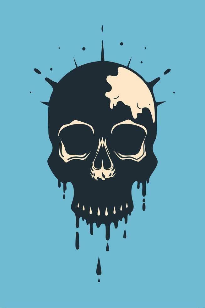 Skull bone with splattered ink dropped for your Tshirt design, apparel design, shoes design, game cover design vector