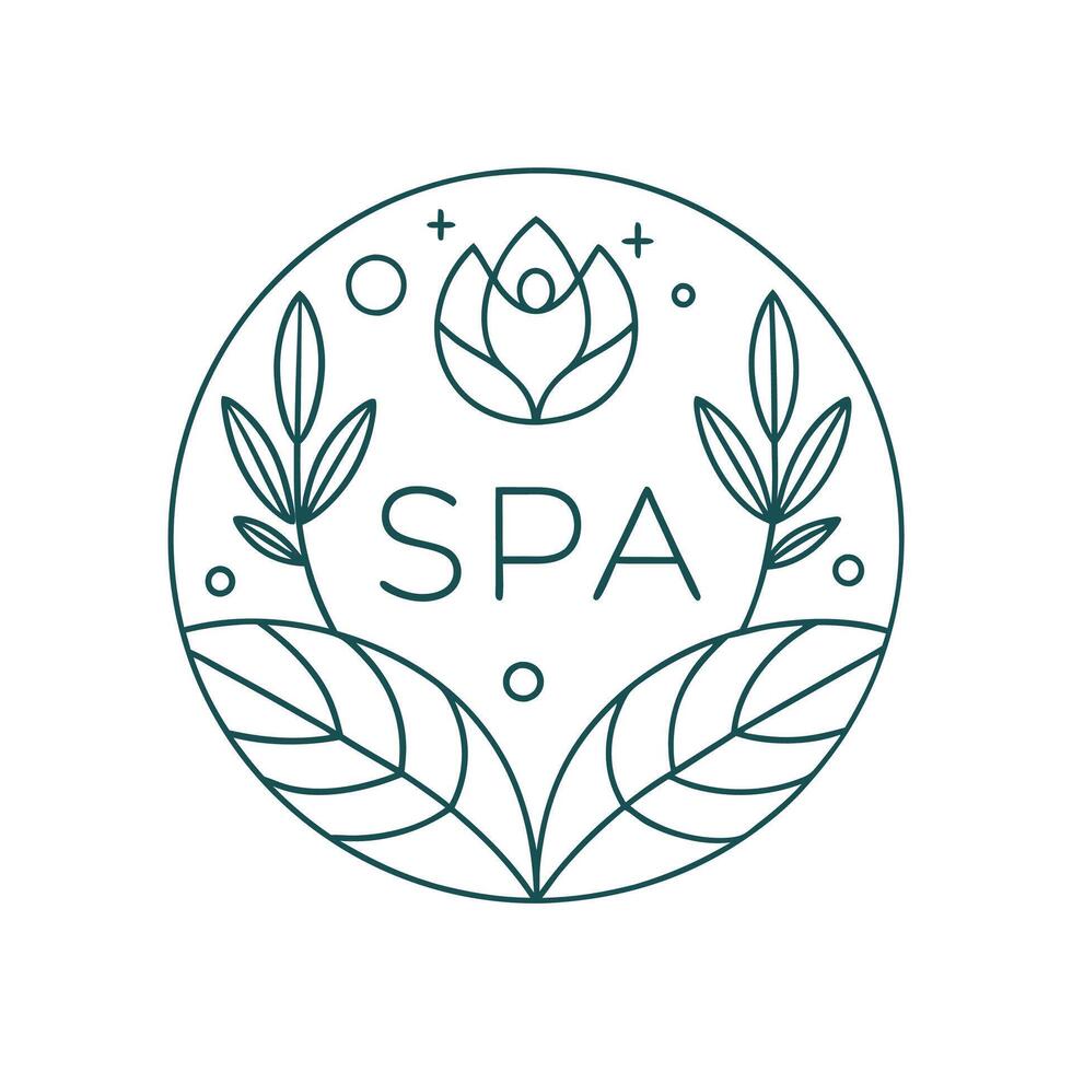Monoline Logo leaf with positif energy for your SPA logo, meditation logo, relaxation vector