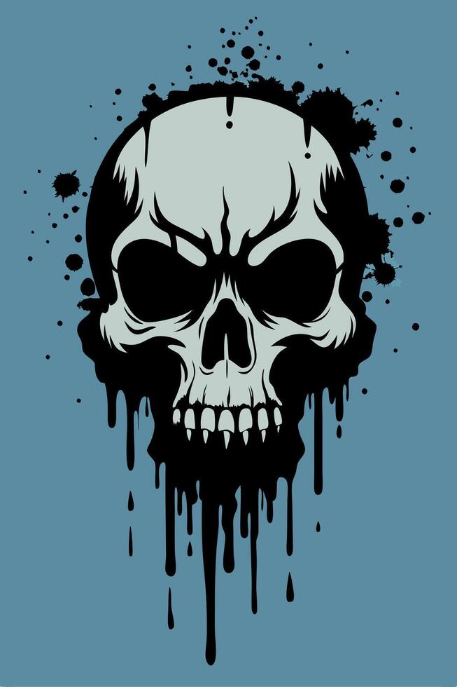 Skull bone with splattered ink dropped for your Tshirt design, apparel design, shoes design, game cover design vector