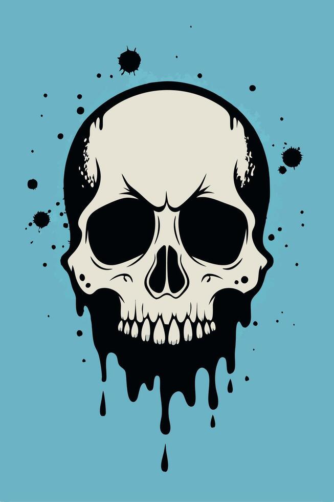 Skull bone with splattered ink dropped for your Tshirt design, apparel design, shoes design, game cover design vector