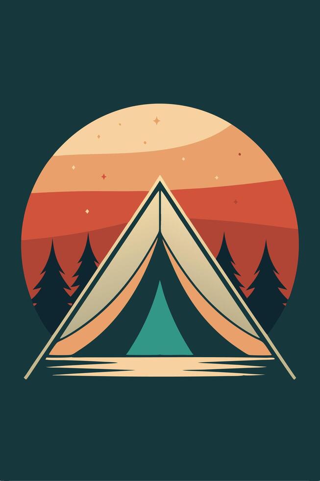 Camping mountain with park view at sunset for your Tshirt design, apparael design, backgound design or Landscape background vector