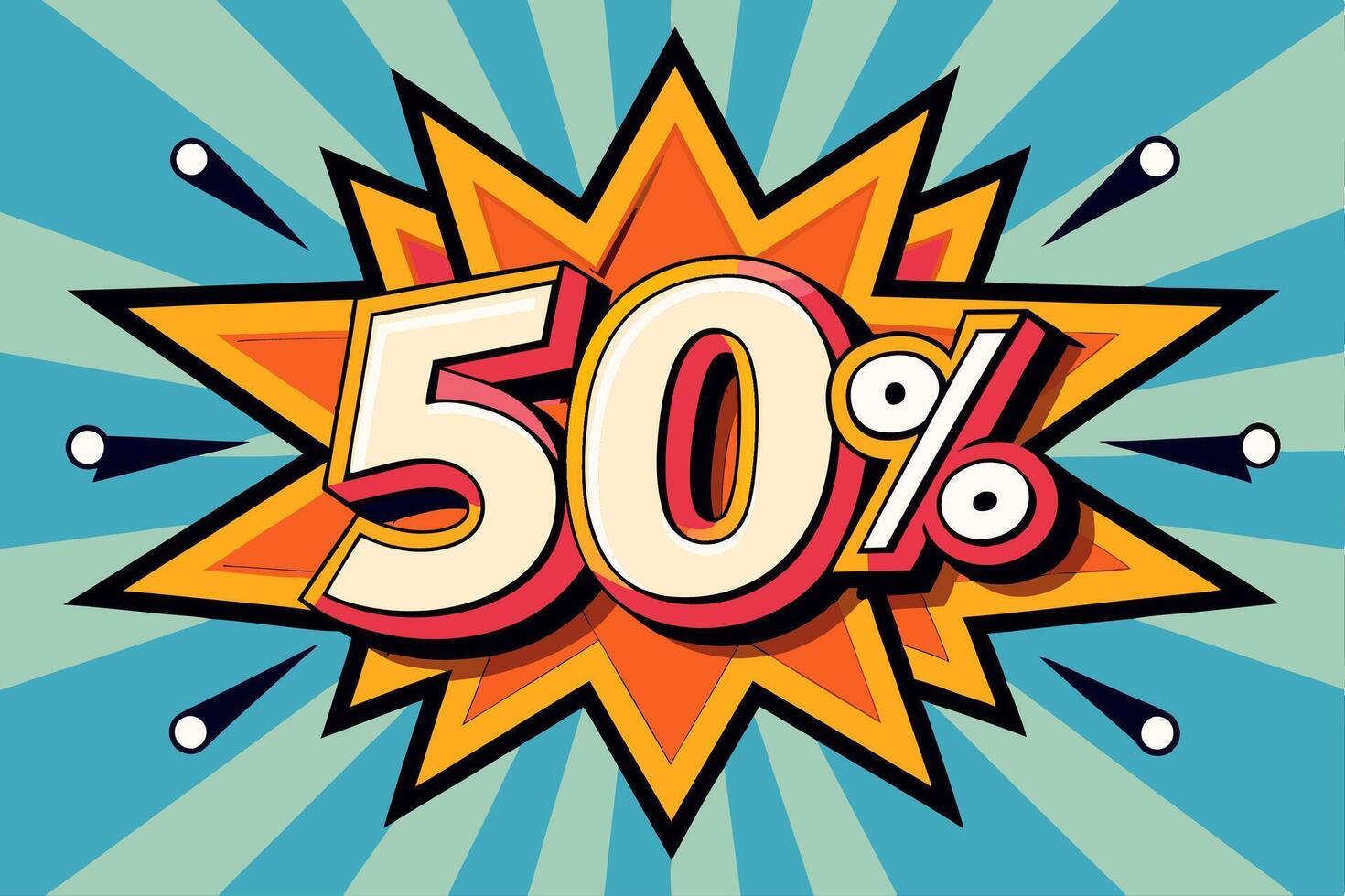 50 percent discount sale comic style for your e commerce vector