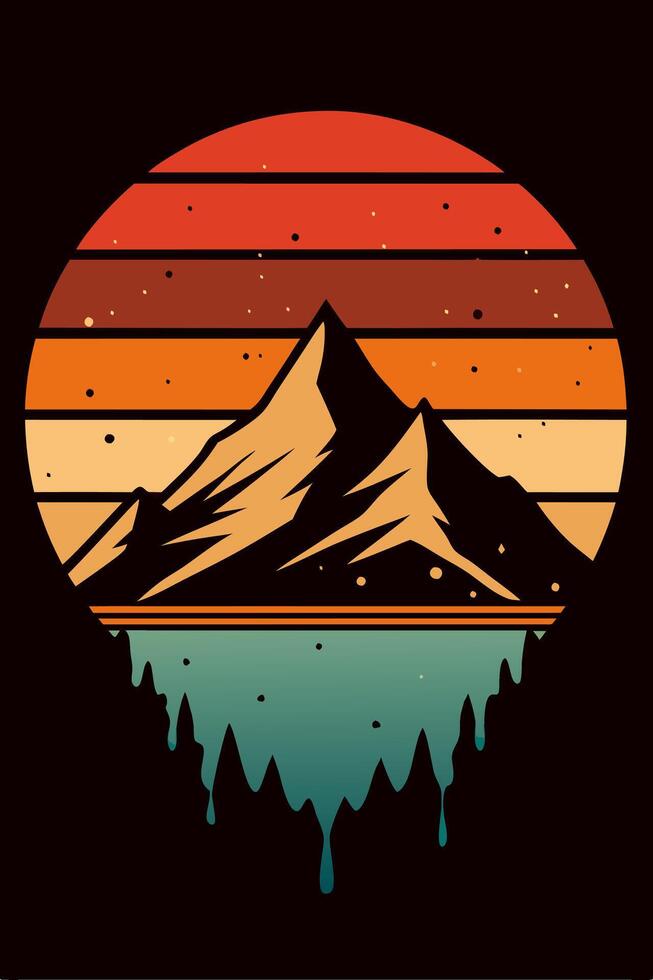 Mountain vintage with splash ink for your tshirt design, apparel design, community or your background vector