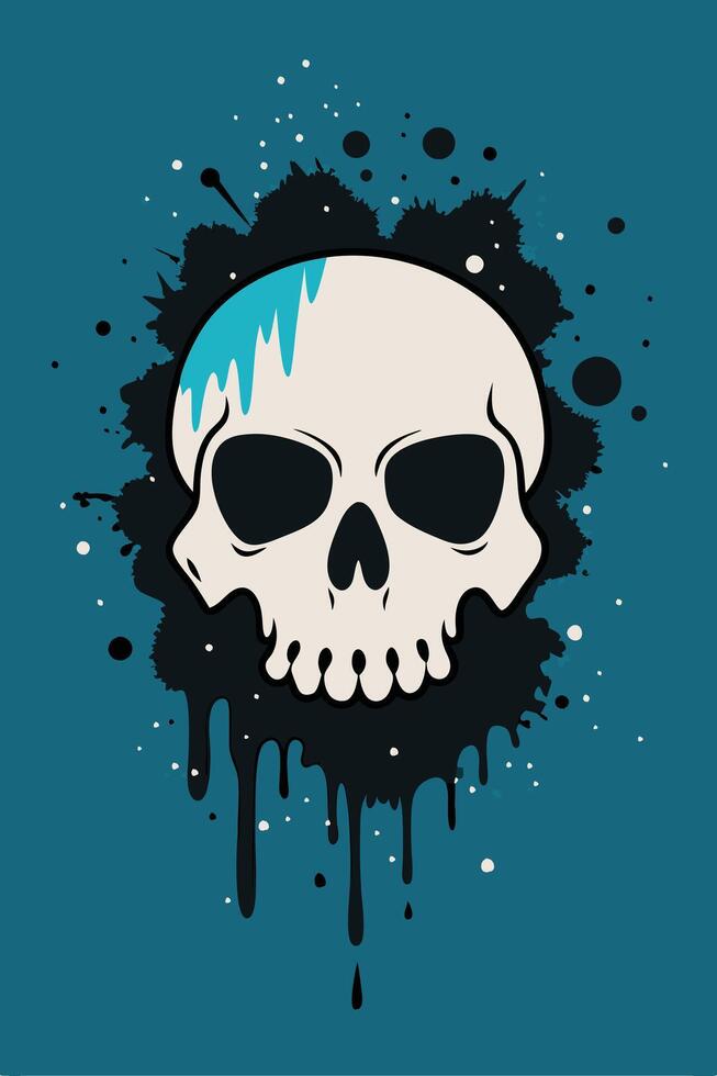 Skull bone with splattered ink dropped for your Tshirt design, apparel design, shoes design, game cover design vector