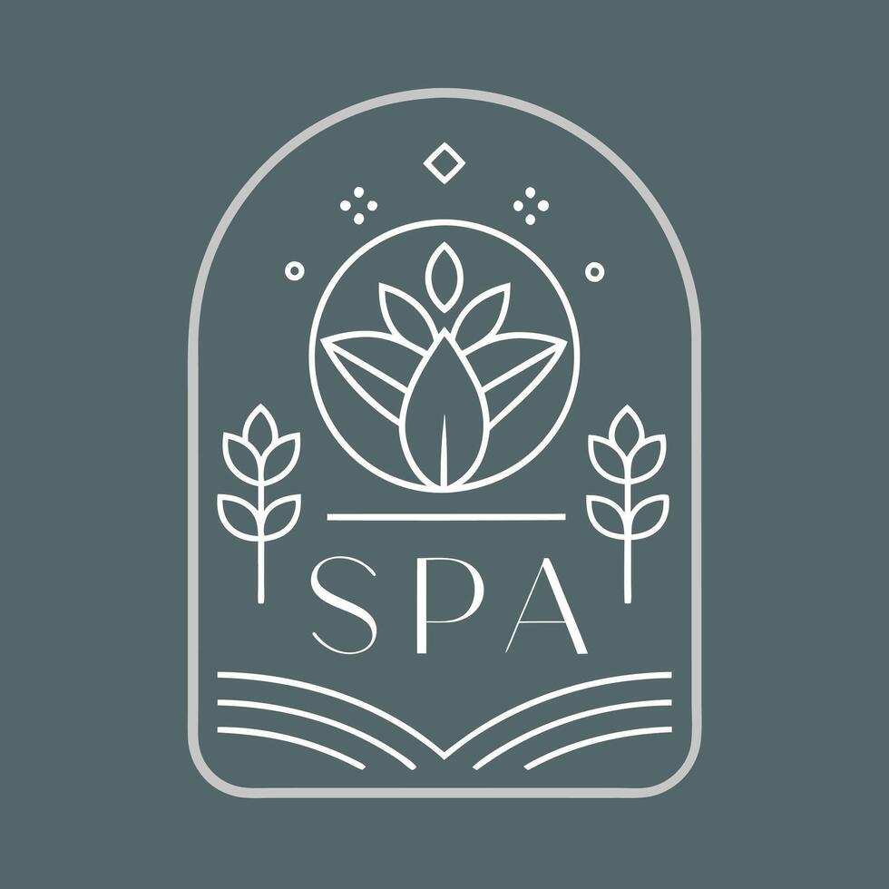 Monoline Logo leaf with positif energy for your SPA logo, meditation logo, relaxation vector