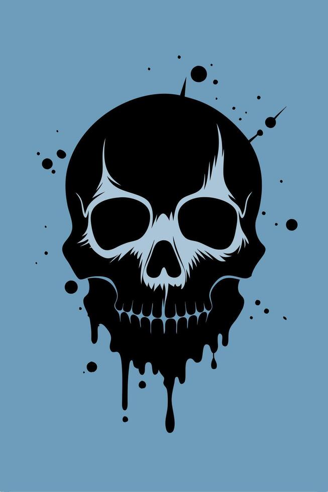 Skull bone with splattered ink dropped for your Tshirt design, apparel design, shoes design, game cover design vector
