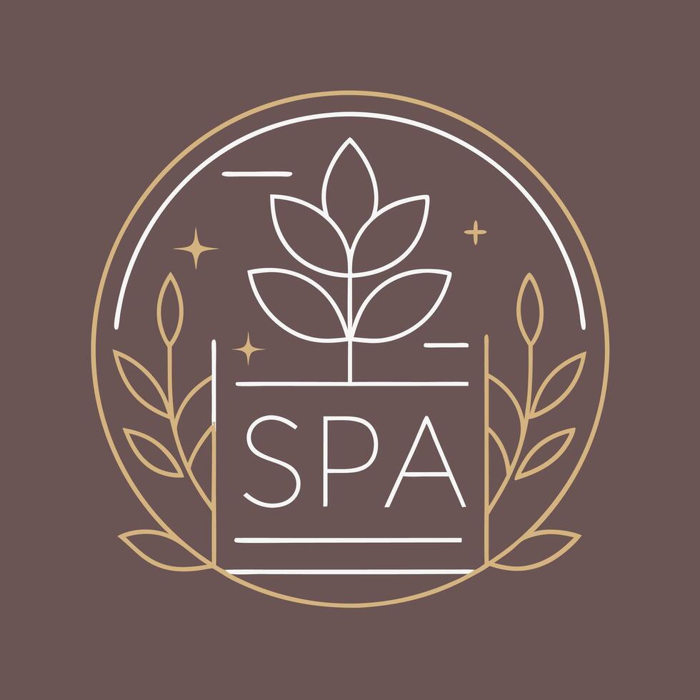 Monoline Logo leaf with positif energy for your SPA logo, meditation logo, relaxation vector