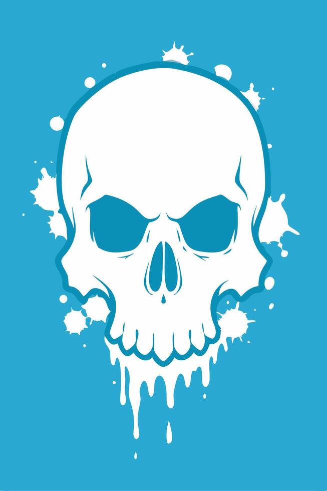 Skull bone with splattered ink dropped for your Tshirt design, apparel design, shoes design, game cover design vector