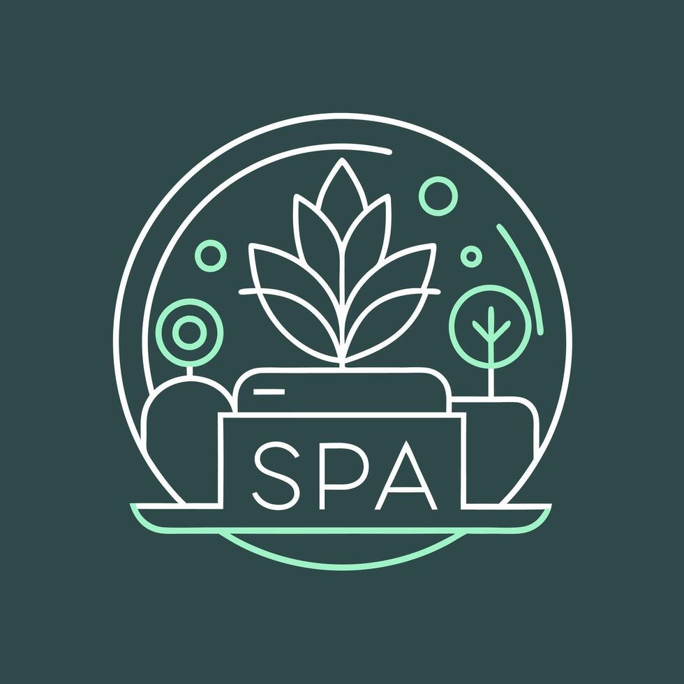 Monoline Logo leaf with positif energy for your SPA logo, meditation logo, relaxation vector