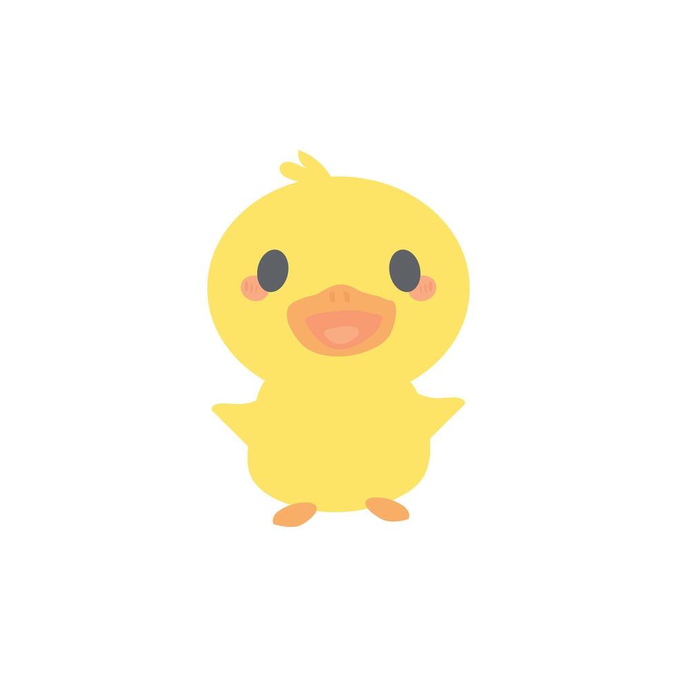 a cute little yellow duck on a white background vector
