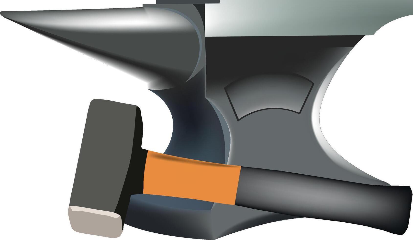 Heavy sledgehammer resting on a large anvil for blacksmithing vector